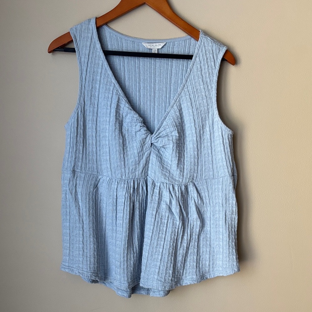 Lucky Brand Light Blue Textured Tank Babydoll Top